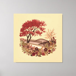Quilling-Design Landschaft im Herbst Leinwanddruck