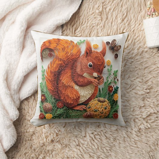 Quilling Effect Red Squirrel in Autumn Kissen (Decke)