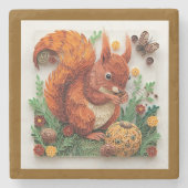 Quilling Effect Red Squirrel in Autumn Steinuntersetzer (Vorderseite)
