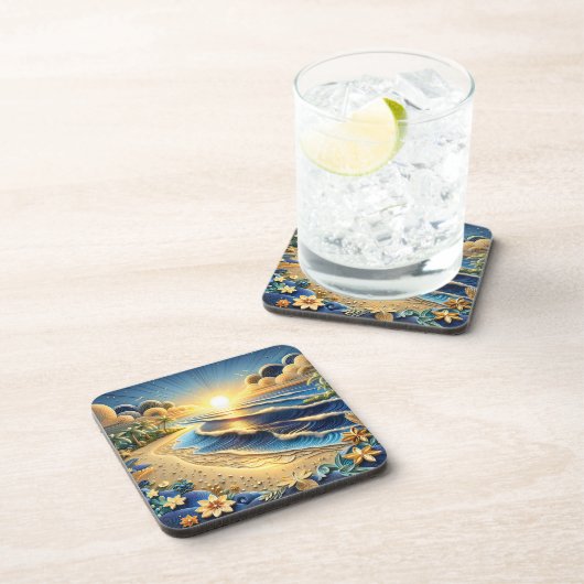 Quilling Effect von Ocean View Tropical Paper Getränkeuntersetzer (Rechte Seite)