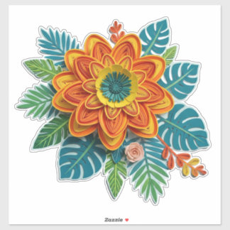 Quilling Flower Art With Orange Petals Aufkleber