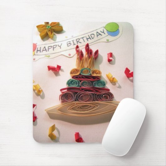 Quilling Geburtstags-Kuchen Mousepad (Mit Mouse)