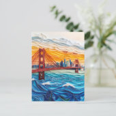 Quilling Golden Gate Bridge in San Francisco Postkarte (Stehend Vorderseite)