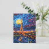 Quilling Moonlit Eiffel Tower in Paris Postkarte (Stehend Vorderseite)