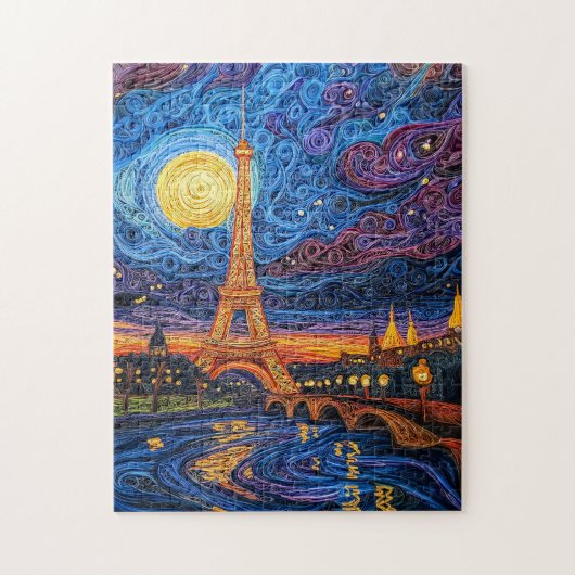Quilling Moonlit Eiffel Tower in Paris Puzzle (Vertikal)