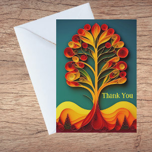 Quilling-Orangenbaum-Herbstillustration Danke Feiertagskarte