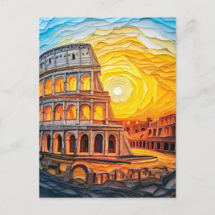 Quilling Sunset am Kolosseum in Rom Postkarte