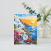 Quilling Sunset in Santorini Oia Postkarte (Stehend Vorderseite)