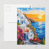 Quilling Sunset in Santorini Oia Postkarte (Vorne/Hinten)