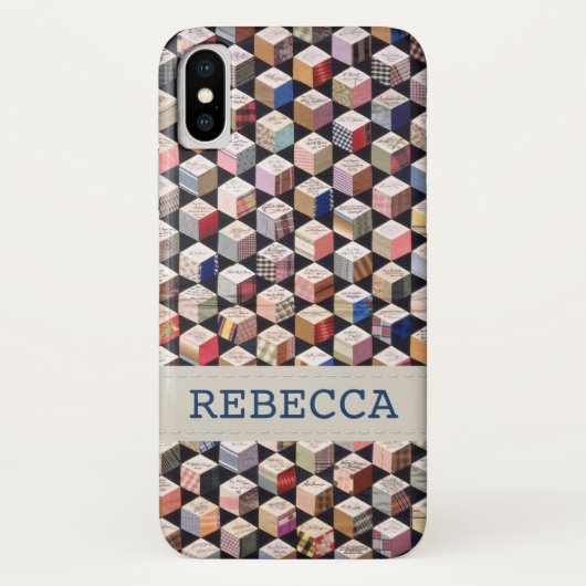 Quilt | Antike Tumbling Blocks Patchwork Case-Mate iPhone Hülle (Rückseite)