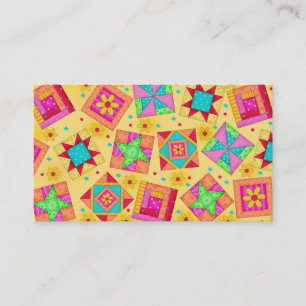 Quilt Art Business Card auf gelbem Hintergrund Visitenkarte