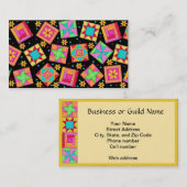 Quilt Art Business Card auf schwarzem Hintergrund Visitenkarte (Vorne/Hinten)