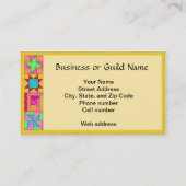 Quilt Art Business Card auf schwarzem Hintergrund Visitenkarte (Rückseite)