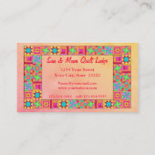 Quilt Block Art Patchwork Border-Werbeaktion Visitenkarte (Rückseite)
