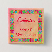 Quilt Block Border Art Quilt Business Name Abzeich Button (Vorderseite)