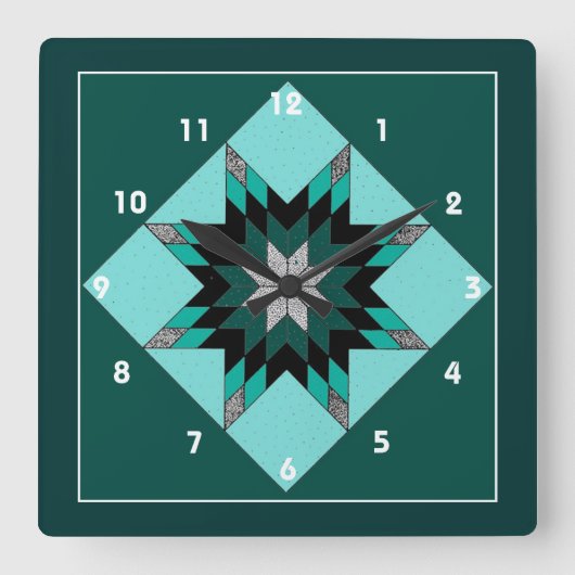 Quilt Block Clock Quadratische Wanduhr (Vorderseite)