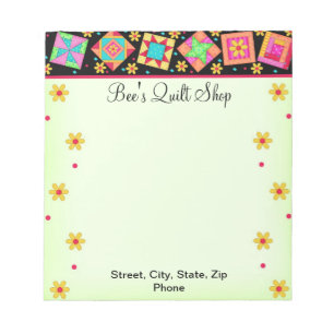 Quilt Block, grün und schwarz Editor Notizblock