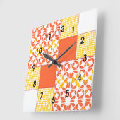 Quilt Block Pattern Autumn Tints Quadratische Wanduhr (Winkel)