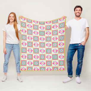Quilt-Blöcke Abstrakte Blumen Wurfdecke Fleecedecke