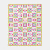 Quilt-Blöcke Abstrakte Blumen Wurfdecke Fleecedecke (Vorderseite)