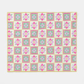 Quilt-Blöcke Abstrakte Blumen Wurfdecke Fleecedecke (Vorderseite (Horizontal))