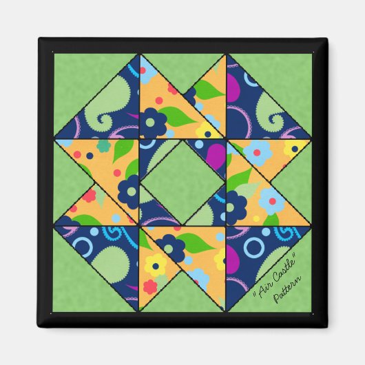 Quilt Blockmuster "Air Castle" Magnet (Vorne)