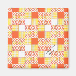 Quilt Blockmuster "Autumn Tints" Square Magnet