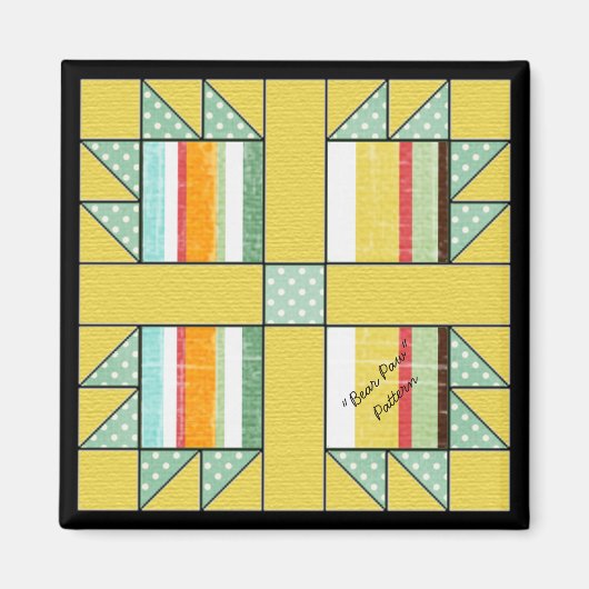 Quilt Blockmuster "Bärenpfeil" Square Magnet (Vorne)