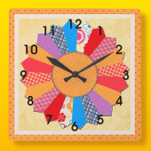 Quilt-Blockmuster "Dresdplatten" Wandleuchte Quadratische Wanduhr