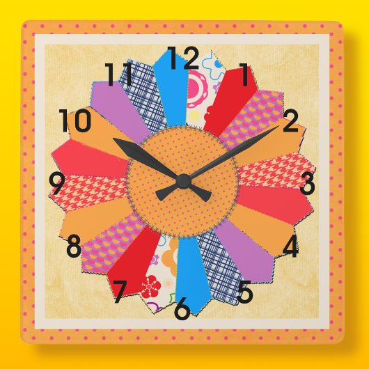 Quilt-Blockmuster "Dresdplatten" Wandleuchte Quadratische Wanduhr