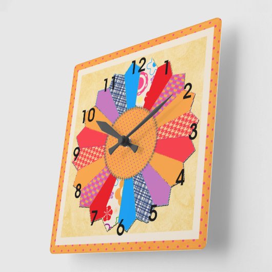 Quilt-Blockmuster "Dresdplatten" Wandleuchte Quadratische Wanduhr (Winkel)