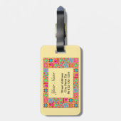 Quilt Blocks Border Art Eat Pray Quilt Gelb Gepäckanhänger (Rückseite vertikal)