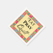 Quilt Blocks Border Art Eat Pray Quilt Gelb Serviette (Ecke)