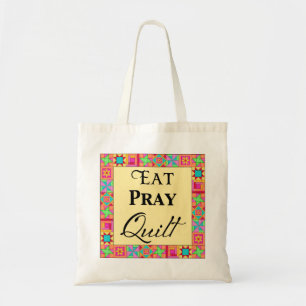 Quilt Blocks Border Art Eat Pray Quilt Gelb Tragetasche