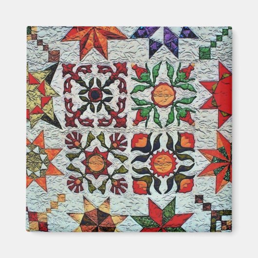 Quilt-Blume-Magnet Magnet (Vorne)