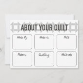 Quilt Care Card - Modernes Design - Weich grau Dankeskarte (Rückseite)