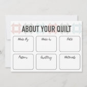 Quilt Care Card - Modernes, farbenfrohes Design Dankeskarte (Rückseite)