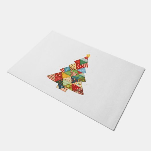 Quilt Christmas Tree Festive Quilt Lovers Fußmatte (Schrägansicht)