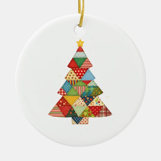 Quilt Christmas Tree Festive Quilt Lovers  Keramik Ornament (Vorne)