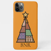 Quilt Christmas Tree mit Monogram iPhone Case (Rückseite)