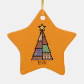 Quilt Christmas Tree mit Monogram Keramik Ornament (Hinten)