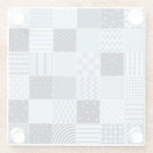 Quilt-Design, geometrisches Patchwork, Blautöne. Glasuntersetzer (Rückseite)