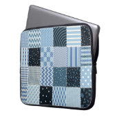 Quilt-Design, geometrisches Patchwork, Blautöne. Laptopschutzhülle (Vorderseite Links)