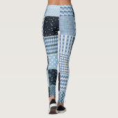 Quilt-Design, geometrisches Patchwork, Blautöne. Leggings (Rückseite)