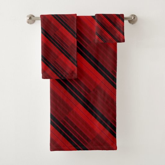 Quilt für rotes und schwarzes geometrisches Patchw Badhandtuch Set (Insitu)
