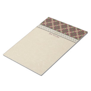 Quilt Green Burgund Star Notizblock