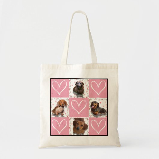 Quilt-Herz-Muster mit benutzerdefinierter Fotomate Tragetasche (Vorne)