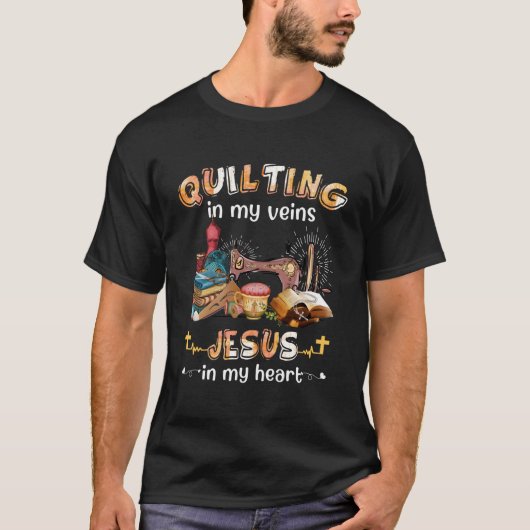 Quilt in meinen Adern Jesus in meinem Herzen lusti T-Shirt (Vorderseite)