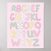 Quilt-Kunstposter-Set: Alphabet auf rosa Hintergru Poster (Vorne)