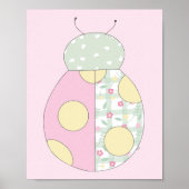 Quilt-Kunstposter-Set: Marienkäfer auf rosa Hinter Poster (Vorne)